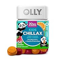 OLLY Kids Chillax, Magnesium Gummies Plus L-Theanine, Lemon Balm, Calm Chews for Kids 2+, Sherbet Flavor - 50 Count