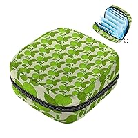 Portable Menstrual Pad Bags, Large Capacity Sanitary Napkin Storage Bag, First Period Kit for Girls Women, Zipper Nursing Pad Holder Green Fruit Seamless Pattern