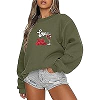 Womens Oversized Sweatshirts Crewneck Fall Fleece Long Sleeve Fashion Pullover Casual Letter Print Teen Girls Clothes