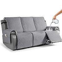 TAOCOCO Recliner Sofa Slipcover Couch Covers for 3 Cushion Couch, Pet Sofa Cover for 3 Seat Recliner Sofa, Washable Reclining Furniture Protector with Elastic Straps(3 Seater, Light Gray)