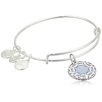 Alex and Ani Connections Expandable Bangle for Women, What Is For You Will Not Pass You Charm, Shiny Silver Finish, 2 to 3.5 in