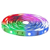 Sylvania 32ft RGB Flexible Light Strip Starter Kit, 16 Dimmable Colors with IR Remote Control, Power Adapter, Clips, White - 1 Pack (65636)