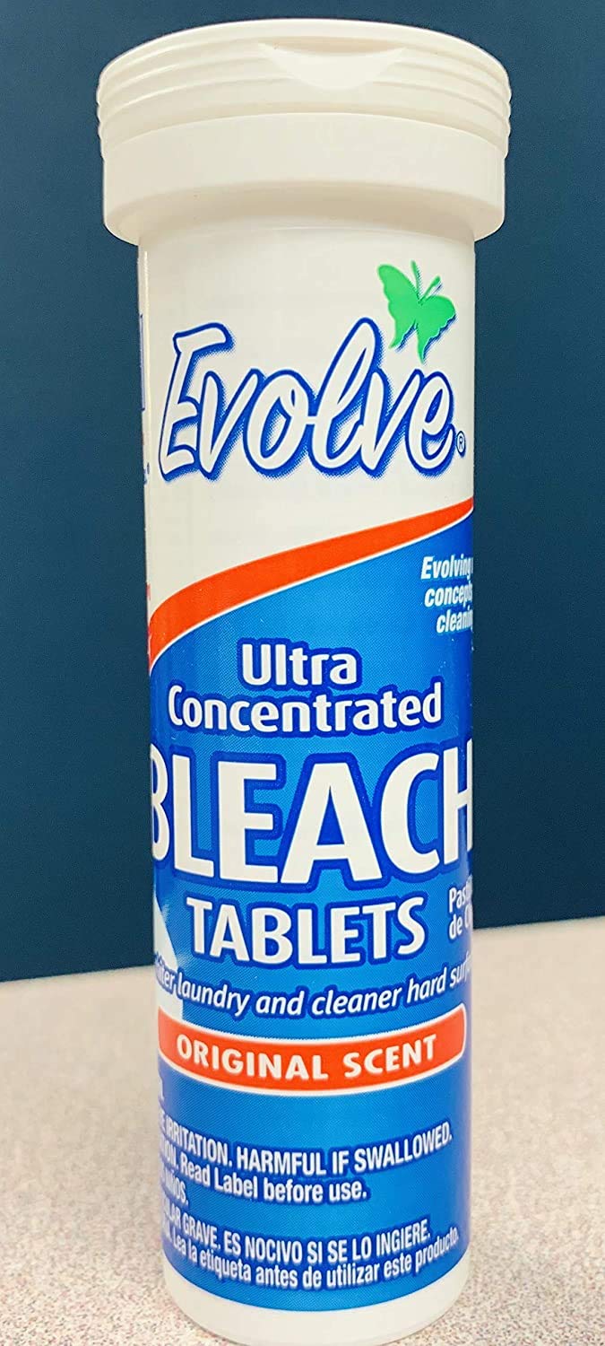 Evolve Bleach Tablets, 8ct Tube, Original Scent, Travel Size (5 Pack)