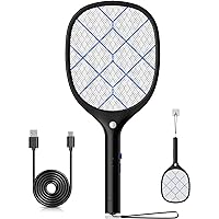 YISSVIC Electric Fly Swatter Bug Zapper Racket Rechargeable Mosquito Killer with LED Light for Indoor Home Office Backyard Patio Camping