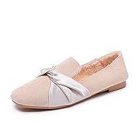 Women Flat Square Toe Slip On Loafers Ladies Comfort Soft Spring Autumn Bow-tie Lovely Flat Pumps Shoes