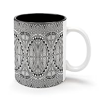Maori Style Tattoo 11Oz Coffee Mug Personalized Ceramics Cup Cold Drinks Hot Milk Tea Tumbler with Handle and Black Lining