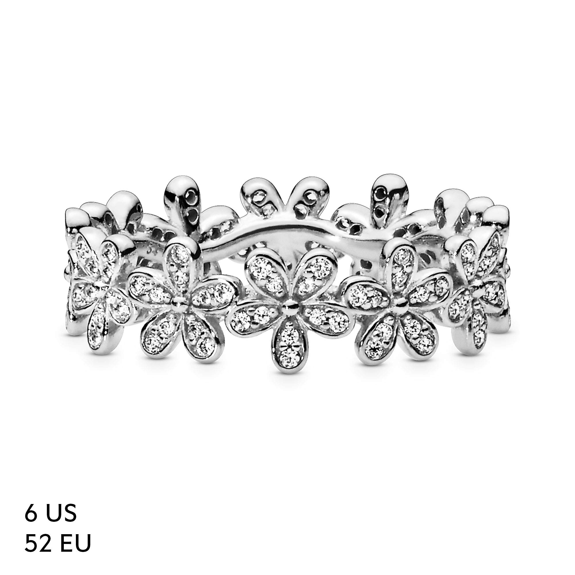 PANDORA Jewelry Daisy Flower Cubic Zirconia Ring in Sterling Silver
