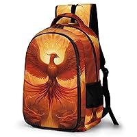 Flaming Phoenix Bird Travel Backpack Double Layers Laptop Backpack Durable Daypack for Men Women