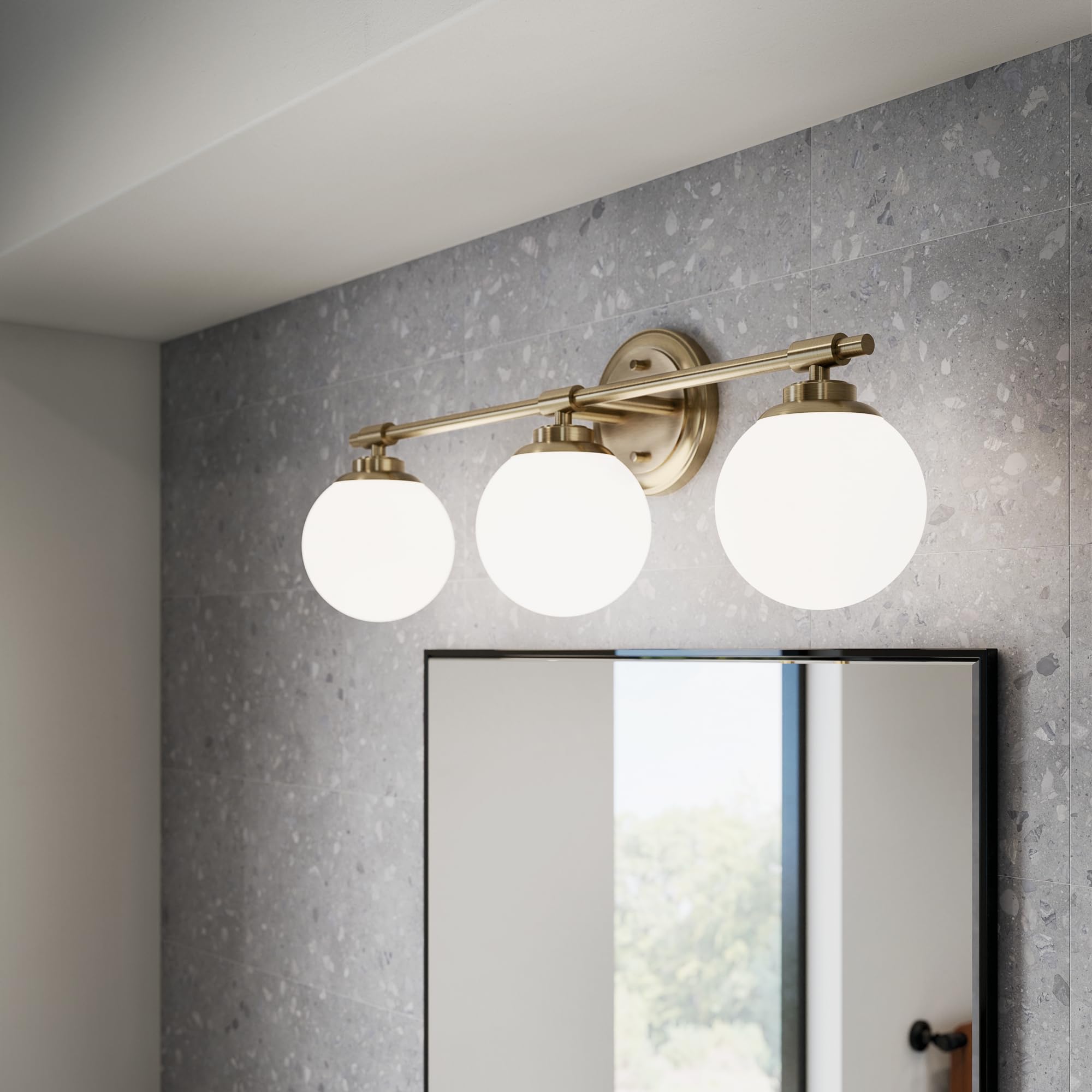 KICHLER Benno 3-Light Vanity, Modern Light with Opal Glass in Champagne Bronze, for Bathroom or Powder Room (8.75