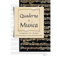 Quaderno di Musica 12 Pentagrammi: 100 PAGINE NUMERATE e INDICE PERSONALIZZABILE (Italian Edition)