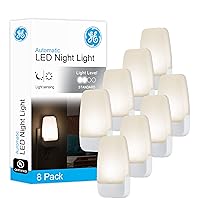 GE LED Night Light, Plug-in, Dusk to Dawn Sensor, Warm White, Ambient Lighting, Ideal Nightlight for Kids, Adults, Bedroom, Bathroom, Nursery, Hallway, Kitchen, 46478, 8 Pack