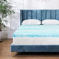 Mattress Topper for Twin Bed, Gel Swirl Memory Foam Soft Bed Topper for Back Pain, 2 inch, Light Blue