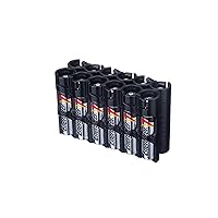 by Powerpax AAA Battery Storage Caddy, Black, Holds 12 Batteries (Not Included)