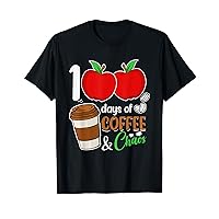 100 Days Coffee and Chaos Teacher 100th Day of School T-Shirt