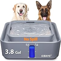SIBAYS 3.8Gal/14L Extra Large Dog Water Fountain, No Spill Pet Water Fountain with 9
