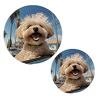 Dog (18) Trivets for Hot Dishes 2 Pcs,Hot Pad for Kitchen,Trivets for Hot Pots and Pans,Large Coasters Cotton Mat Cooking Potholder Set