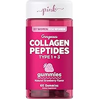 PINK Collagen Gummies | 60 Count | Non-GMO & Gluten Free Supplement | Collagen Beauty | Strawberry