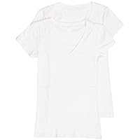 2 Pack Zenana Women's Basic V-Neck T-Shirts White