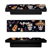 Kitchen Cabinet Knobs Rectangle Decorative Knobs Cabinet Closet Drawers Dresser Pull Handle 4PCS Skulls with Chili Pepper