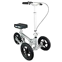 KneeRover PRO All Terrain Knee Scooter with Shock Absorber for Adults for Foot Surgery Heavy Duty Knee Walker for Broken Ankle Foot Injuries - Leg Scooter Best Knee Crutch Alternative (Silver)