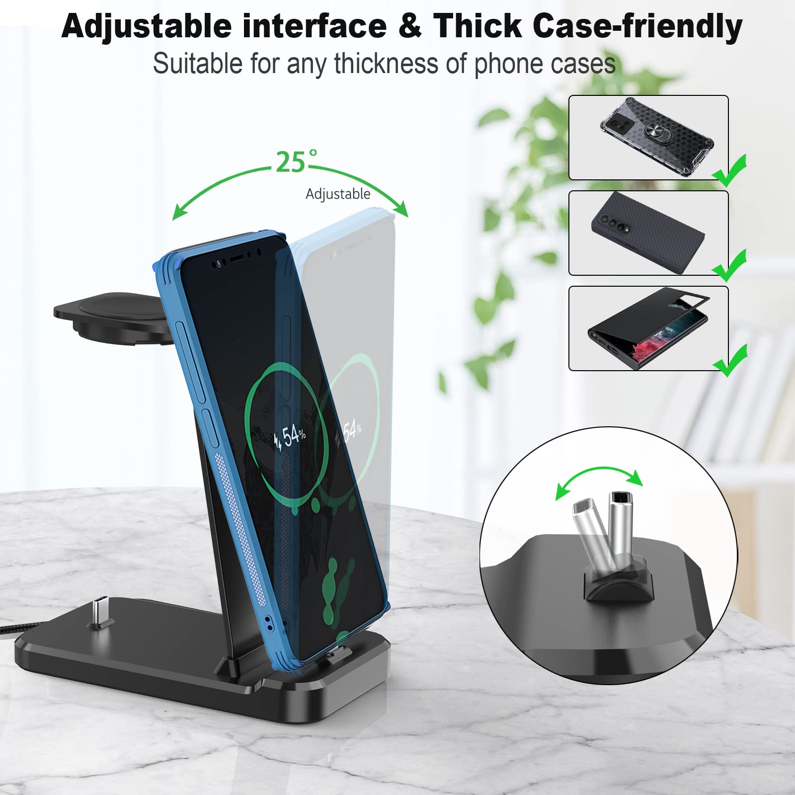 Charging Station for Samsung Multiple Devices,3 In 1 Fast Charging Stand Wireless Charger for Samsung Galaxy Watch 5/5 Pro/4/3/Active,Galaxy S23/S22/S21/S20/Note20/Note10/Z Flip 4/Z Fold 4,Galaxy Buds
