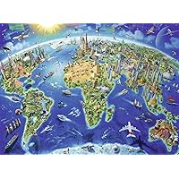 Ravensburger -World Landmarks Map - 300 Piece Jigsaw Puzzle for Kids – Every Piece is Unique, Pieces Fit Together Perfectly