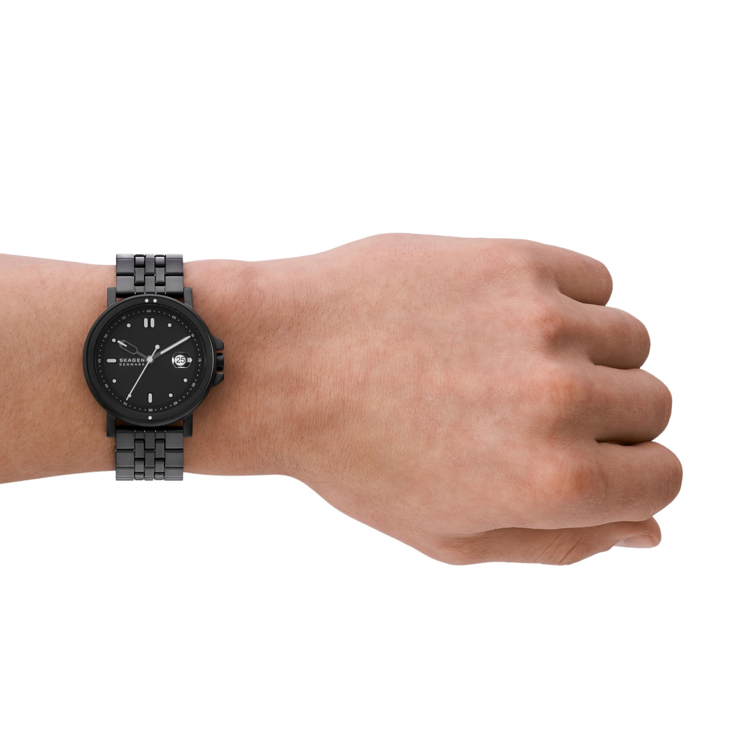 Skagen Men's Signatur Sport Three-Hand Date Midnight Black Stainless Steel Bracelet Watch (Model: SKW6920)