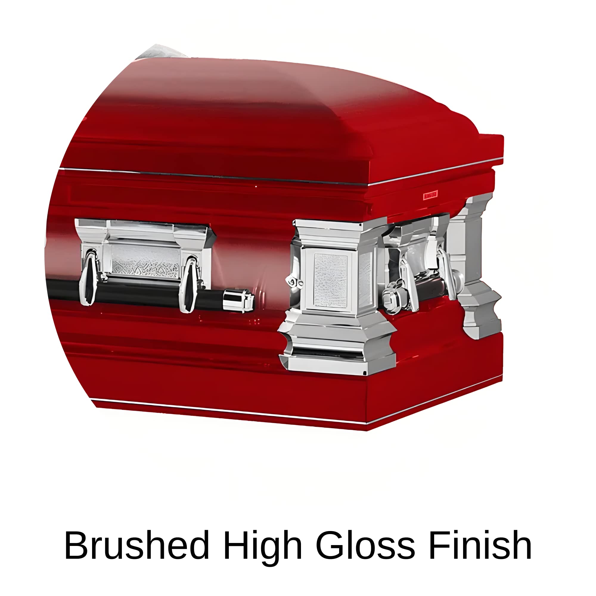 Titan Casket Era Series Stainless Steel Casket (Red) Handcrafted Funeral Casket - Red Finish with White Crepe Interior