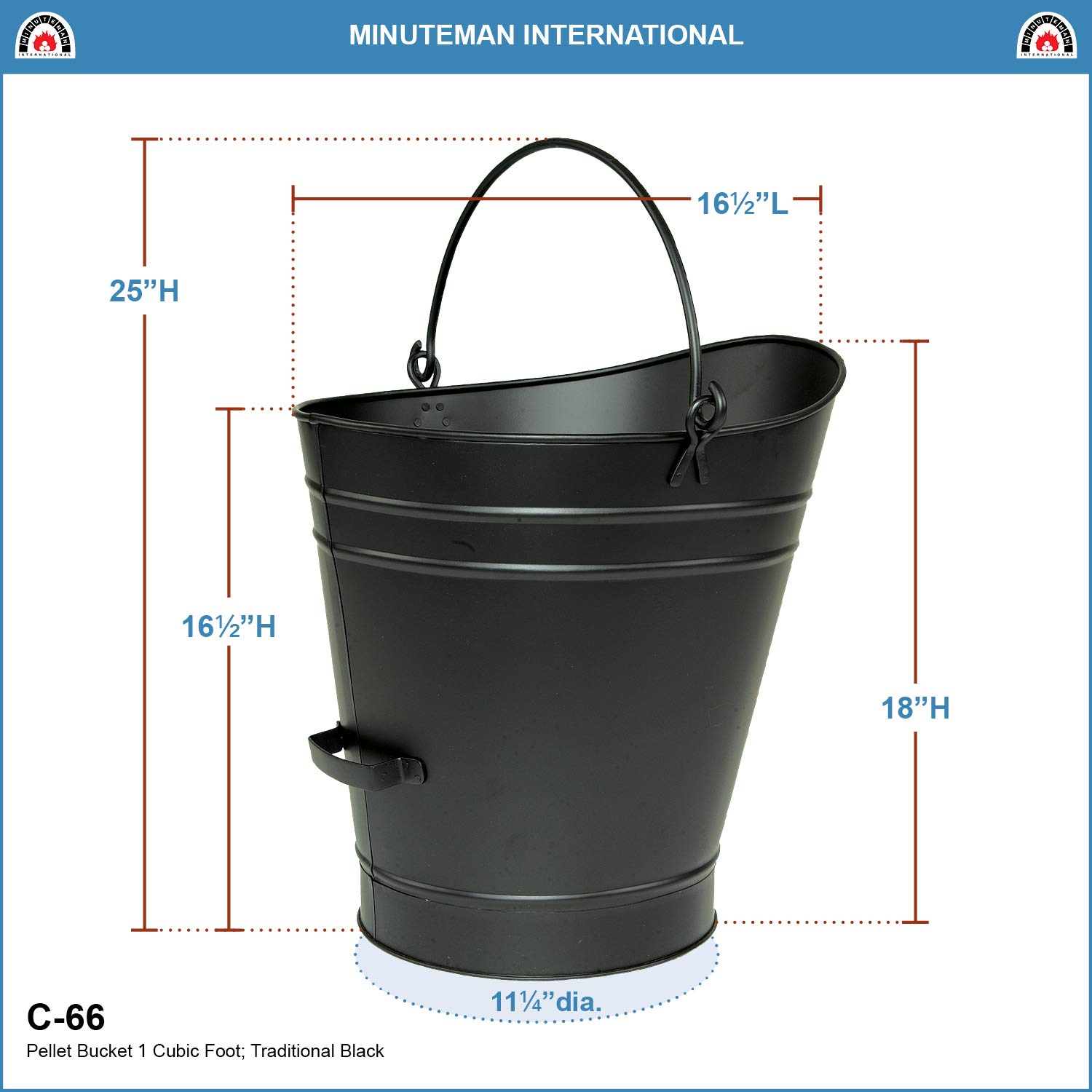 Minuteman International Hod, Large, Black Pellet Bucket