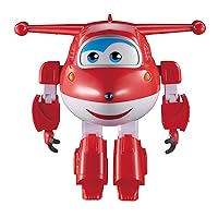 Super Wings – Interactive Robot Ready Jett - Lights and Sounds - Motion Activated - 15+ Phrases - 10” Tall - Airplane Toys Birthday Gift for 3 4 5 Year Old Kids,US720410A