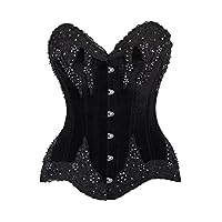 Daisy corsets Womens Top Drawer Black Velvet & Beaded Steel Boned Overbust CorsetCorset