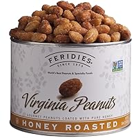 FERIDIES Super Extra Large Honey Roasted Virginia Peanuts - 18oz Vacuum Can