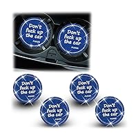 8sanlione Bling Car Cup Coaster, 4Pcs Don't Fuck up The Car Cup Holder, 2.75in Crystal Rhinestone Silicone Anti-Slip Insert Cup Mats, Universal Auto Interior Accessories (Blue)