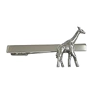 Silver Toned Textured Giraffe Square Tie Clip