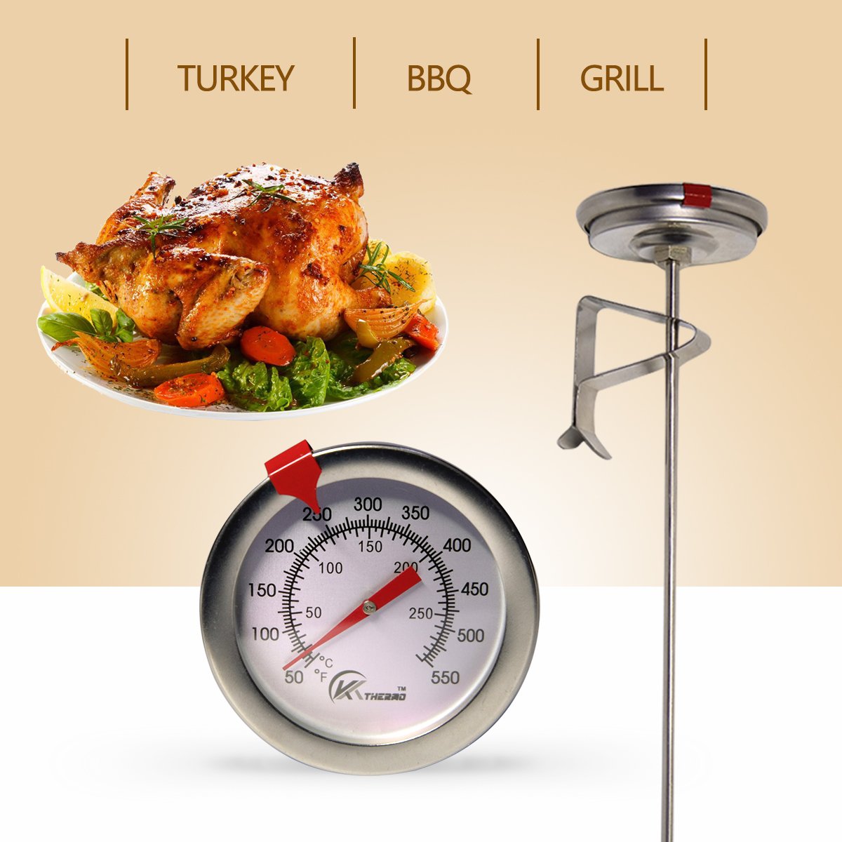 KT THERMO Deep Fry Thermometer With Instant Read,Dial Thermometer,12