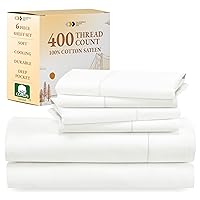 California Design Den 6-Pc King Size Sheet Set with 4 Pillowcases - Soft 400 Thread Count 100% Cotton Sheets, Cooling Sateen Weave, Luxury Deep Pocket Bedsheets Set - Ivory