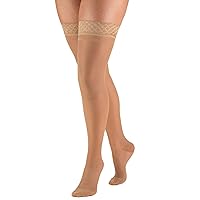 Truform Sheer Compression Stockings, 15-20 mmHg, Women's Thigh High Length, 20 Denier, Beige, X-Large