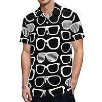 Sunglasses Hawaiian Shirt for Men Short Sleeve Button Down Summer Tee Shirts Tops