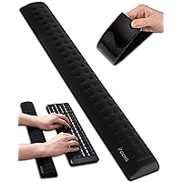 i-Rocks Memory Foam Keyboard Wrist Rest - Pain-Reducing, Non-Slip Rubber Base Wrists Rest Support - Cooling Ergonomic Laptop & Computer Keyboard Pad for Long Hours of Work, Studying, Gaming - Black