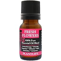 Plantlife Fresh Flowers Aromatherapy Essential Oil Blend - Straight from The Plant 100% Pure Therapeutic Grade - No Additives or Fillers - Made in California 10 ml