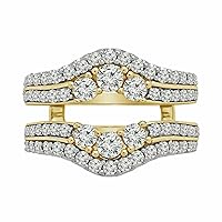 ANGEL SALES 2.50 Ctw Round Cut White Diamond Engagement Enhancer Wrap Guard Ring For Women's & Girl's 14K Yellow Gold Finish