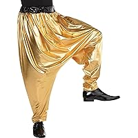 Gold Hip Hop Harem Pants (Large/X-Large) - 1 Pc. - Ultra-Comfy & Stylish, Perfect for Performances, Parties, Or Casual Wear