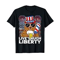 Live Laugh Liberty 4th of July Funny USA Bear Beer T-Shirt