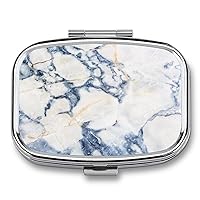 Pill Box Marble Stone Texture Square-Shaped Medicine Tablet Case Portable Pillbox Vitamin Container Organizer Pills Holder with 3 Compartments
