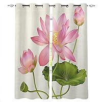 Lotusblackout Curtainsgreen Lotus Leaf 3D Printed Drapes,2 Panels Window Drapes, Decorative Printed Curtains for Living Room Bedroom Window Fabric.72 L X 72
