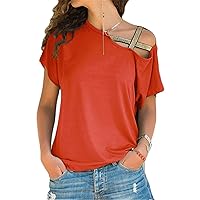 Andongnywell Women's Cold Shoulder Summer Short Sleeve Blouse T-Shirt Long Sleeve Front Blouse T-Shirt