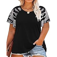 HDLTE Womens Plus Size Tops Floral Bell Sleeves Blouses Summer Crewneck Tunic Loose Casual T Shirts