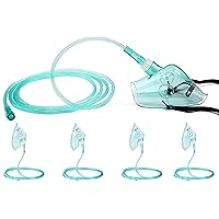 4 Packs Pediatric Elongated Standard Oxygen Mask with 6.6' Tubing and Adjustable Elastic Strap - Size M