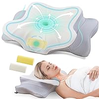 DONAMA Cervical Pillow,Contour Memory Foam Pillow,Ergonomic Neck Support Pillow for Side Back Stomach Sleepers with Adjustable Support Sticks