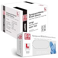 Basic Medical Blue Nitrile Exam Gloves - Latex-Free & Powder-Free - NGPF7003 (Case of 1,000), Large